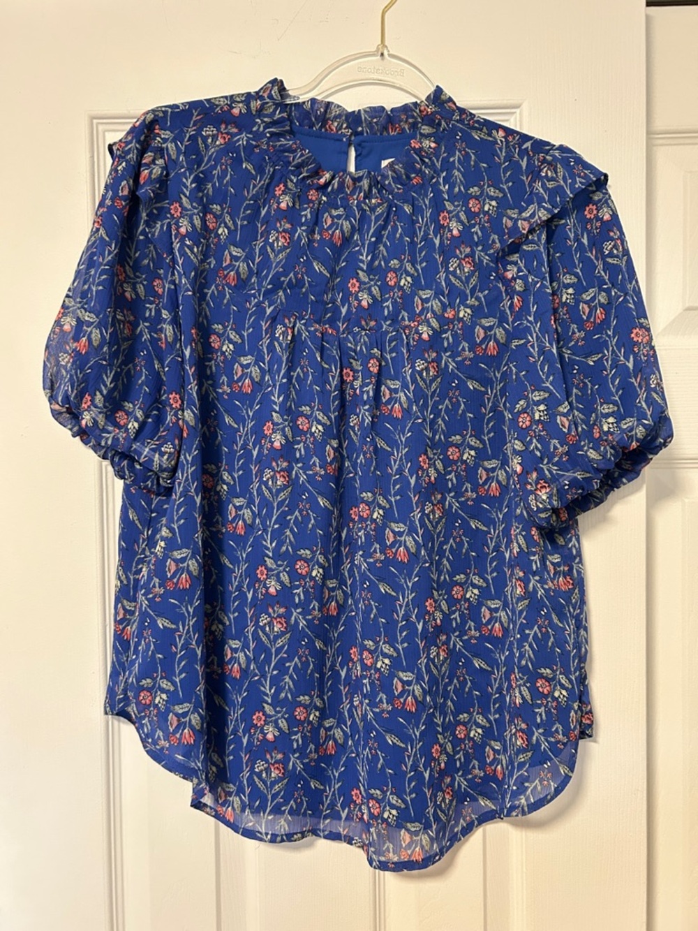 LOFT Floral Puff-Sleeve Blouse
